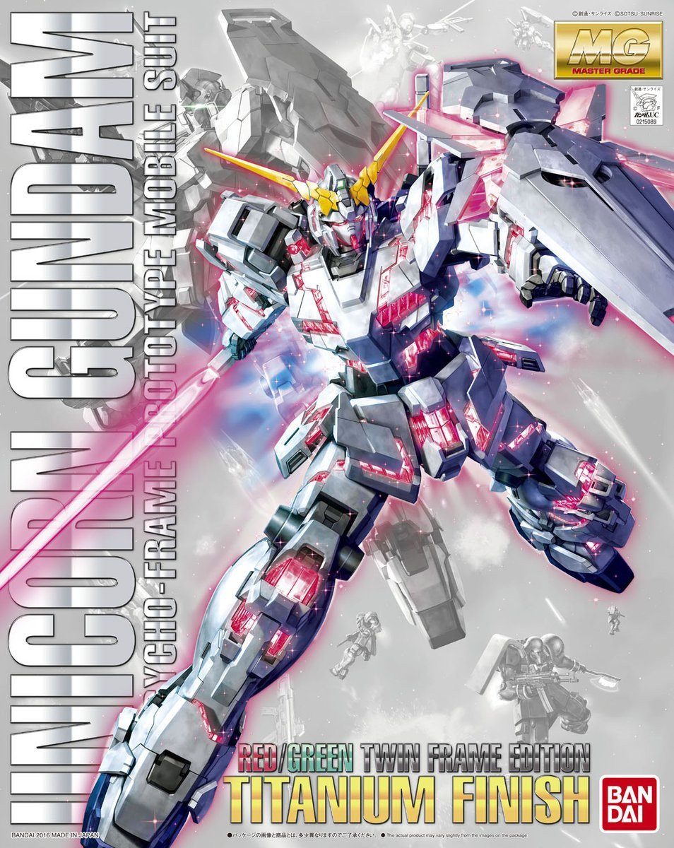 1/100 MG RX-0 Unicorn Gundam (Red or Green Frame Twin Frame Edition) Titanium Finish